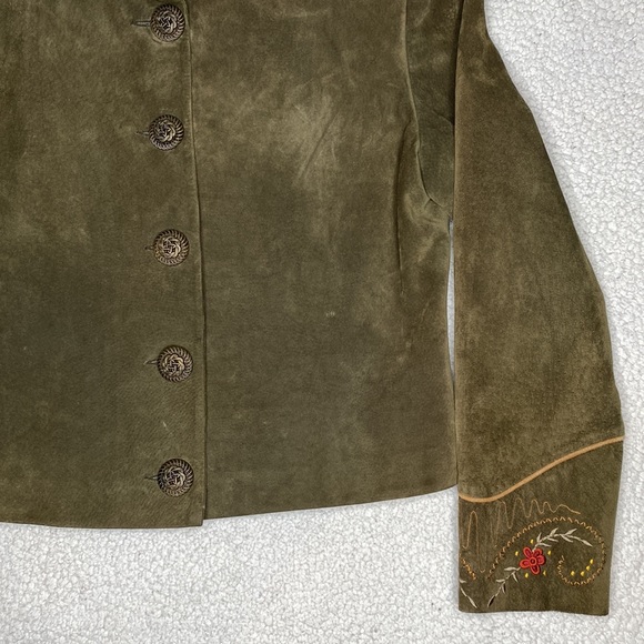 Scully Floral Embroidered Suede Leather Jacket: Size 10 - Picture 6 of 11